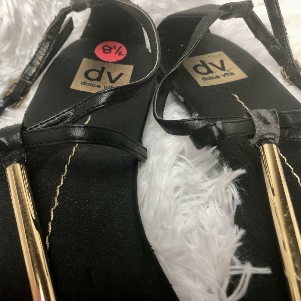 Dolce Vita Leather Sandals Black and Gold Size 8.5 - Picture 4 of 7